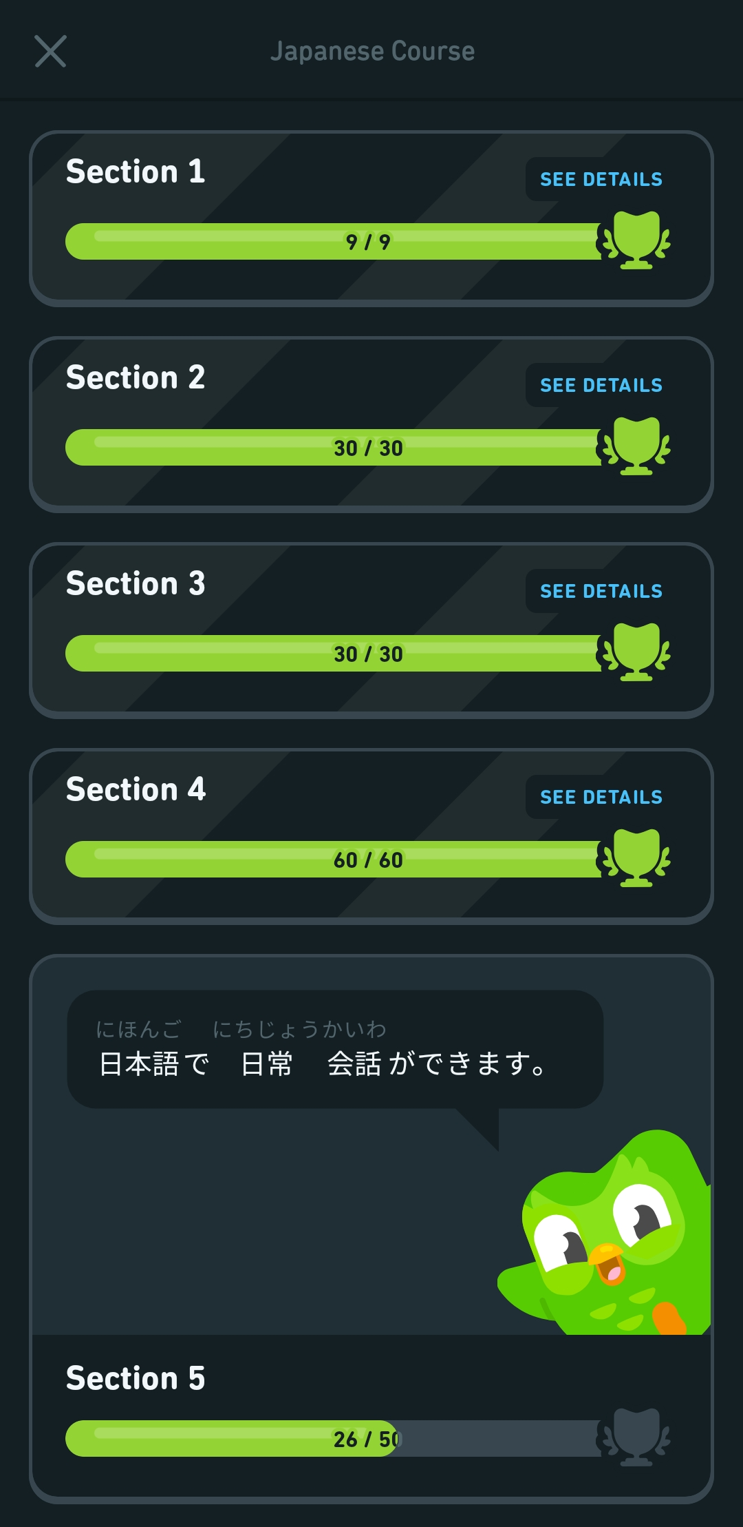 My Duolingo progress