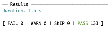 Passing 133 tests